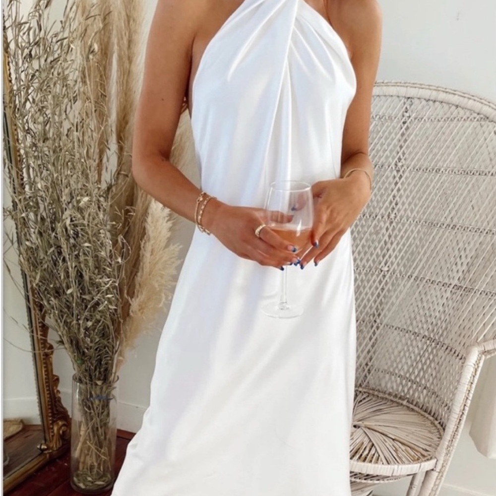 Elegant White Halter Dress
